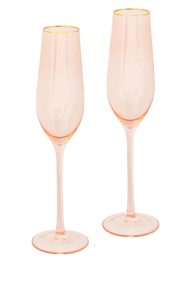 Champagne Flute Crystal Rose Glasses, Set of 2